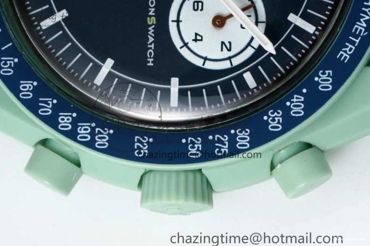 0305 SoftTouch Speedmaster Misson On Earth 1:1 Best Edition Blue Dial On Nylon Strap Quartz 7859